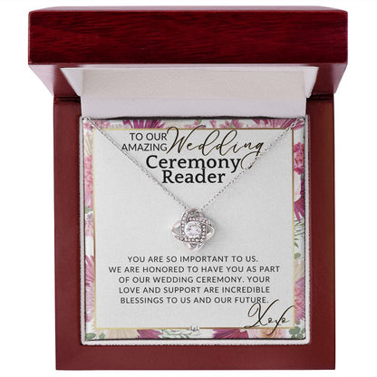 Wedding Ceremony Reader - Great Thank You Gift From Bride and Groom - Gratitude & Appreciation , Pink Floral and Boho Wedding Theme - Liliana and Liam