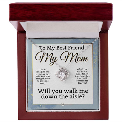 Mom, Please Walk Me Down The Wedding Aisle - Give Me Away Proposal, Mother of the Bride Gift , Dusty Blue And Gold Wedding Theme - Liliana and Liam