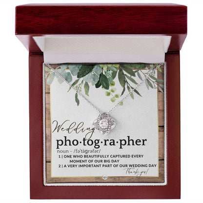 Wedding Photographer Gift - Thank You From Bride & Groom - Gratitude Gift, Token of Appreciation , Rustic and Wood Wedding Theme - Liliana and Liam
