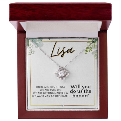 Wedding Officiant Proposal, Custom Name - Female Officiant, Vow Renewal - Do Us The Honor , White and Green, Eucalyptus Wedding