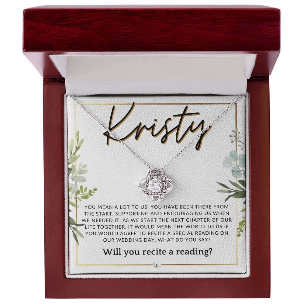 Wedding Ceremony Reader Proposal, Custom Name - Will You Read At Our Wedding - From The Couple , White and Green, Eucalyptus Wedding
