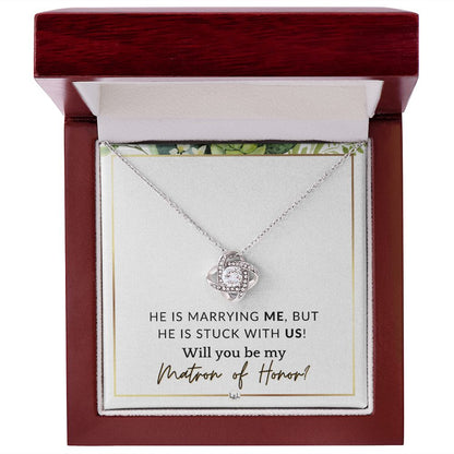 Matron of Honor Proposal Gift - Be My MOH Gift From Bride - Wedding Party - Stuck With Us , White and Green, Eucalyptus Wedding - Liliana and Liam
