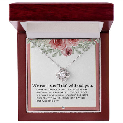 From The Power Vested In You From The Internet - Elegant Knot Pendant Necklace - Officiant Proposal - Liliana and Liam