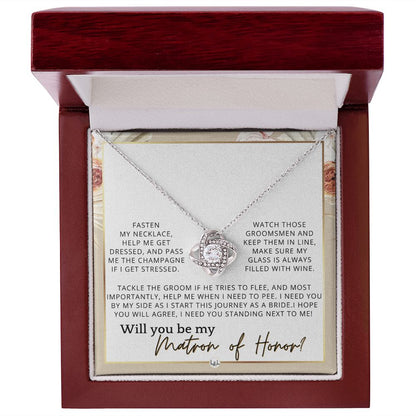 Matron of Honor Proposal Gift - Unique Be My MOH Gift From Bride - I Need You - Wedding Party , Pink Floral and Boho Wedding Theme - Liliana and Liam