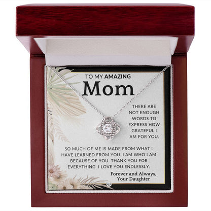 Gift for Mom - Im Grateful - To Mother, From Daughter - Beautiful Women's Pendant Necklace - Great For Mother's Day, Christmas, or Her Birthday - Liliana and Liam