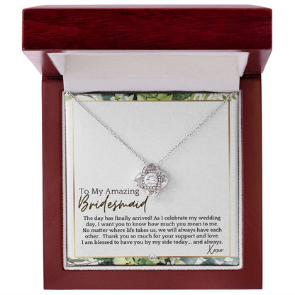 Bridesmaid Gift - On My Wedding Day From Bride - Wedding Party Thank You Jewelry Accessories , White and Green, Eucalyptus Wedding - Liliana and Liam