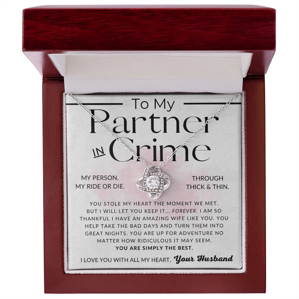 Partner In Crime - To My Wife Necklace - From Husband - Christmas Gifts, Birthday Present, Wedding Anniversary Gift, Valentine's Day