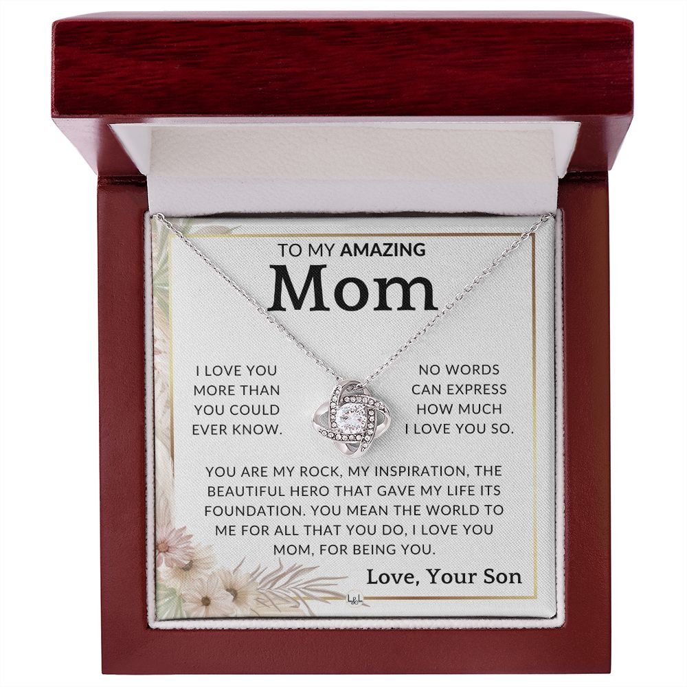 Gift for Mom, From Son - My Rock - To Mother, From Son - Beautiful Women's Pendant Necklace - Great For Mother's Day, Christmas, or Her Birthday