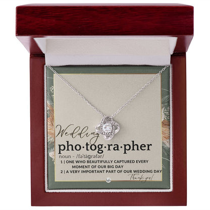 Wedding Photographer Gift - Thank You From Bride & Groom - Gratitude Gift, Token of Appreciation , Sage Green & Boho Wedding Theme - Liliana and Liam