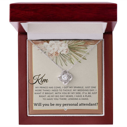 Wedding Personal Attendant Proposal, Custom Name - Wedding Helper - Wedding Party Gift Idea , Terracotta, Rust And Gold Wedding Theme - Liliana and Liam