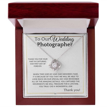 Wedding Photographer Thank You Gift - For Female Photographer - Elegant White and Gold Wedding Theme - Liliana and Liam