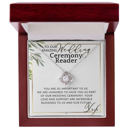 Wedding Ceremony Reader - Great Thank You Gift From Bride and Groom - Gratitude & Appreciation , White and Green, Eucalyptus Wedding - Liliana and Liam
