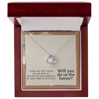 Wedding Officiant Proposal - Female Wedding Officiant, Pastor, Celebrants - Do Us The Honor , Terracotta, Rust And Gold Wedding Theme - Liliana and Liam