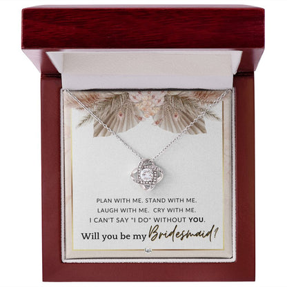Bridesmaid Proposal, Custom Name - Wedding Party Jewelry Accessory From Bride - Be My Bridesmaid , Pink Floral and Boho Wedding Theme - Liliana and Liam