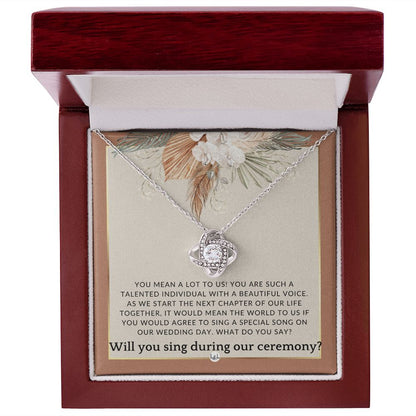 Wedding Ceremony Singer Proposal - Will You Sign At Our Wedding - From The Bride and The Groom , Terracotta, Rust And Gold Wedding Theme - Liliana and Liam