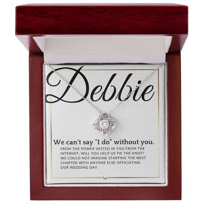 Wedding Officiant Proposal - From The Power Vested In You From The Internet - Custom Name - Elegant White and Gold Wedding Theme