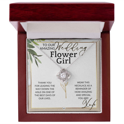 Flower Girl Necklace - Wedding Party Thank You Gift - Gratitude Gift, Token of Appreciation , Beach and Destination Wedding Theme - Liliana and Liam