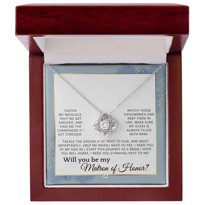 Matron of Honor Proposal Gift - Unique Be My MOH Gift From Bride - I Need You - Wedding Party , Dusty Blue And Gold Wedding Theme - Liliana and Liam