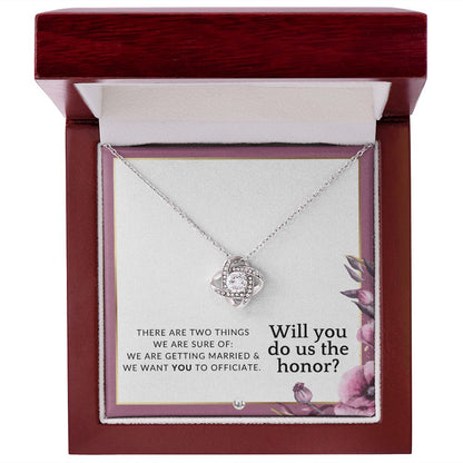 Wedding Officiant Proposal - Female Wedding Officiant, Pastor, Celebrants - Do Us The Honor , Pink Floral and Boho Wedding Theme - Liliana and Liam