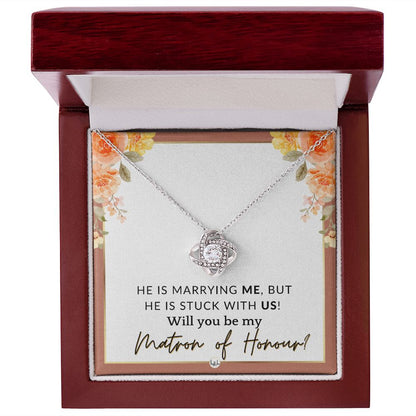 Matron of Honour Proposal Gift - Be My MOH Gift From Bride - Wedding Party - Stuck With Us , Pink Floral and Boho Wedding Theme - Liliana and Liam