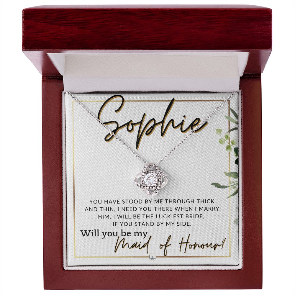 Maid of Honour Proposal, Custom Name - Be My Maid Of Honour - Gift From Bride - Need You There , White and Green, Eucalyptus Wedding