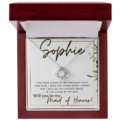 Maid of Honour Proposal, Custom Name - Be My Maid Of Honour - Gift From Bride - Need You There , White and Green, Eucalyptus Wedding
