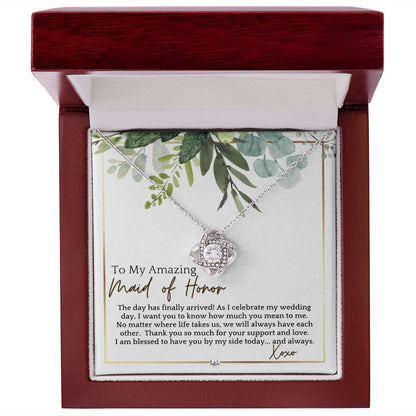 Maid of Honor Gift - MOH On My Wedding Day - Great Wedding Party Thank You Gift From The Bride , White and Green, Eucalyptus Wedding - Liliana and Liam