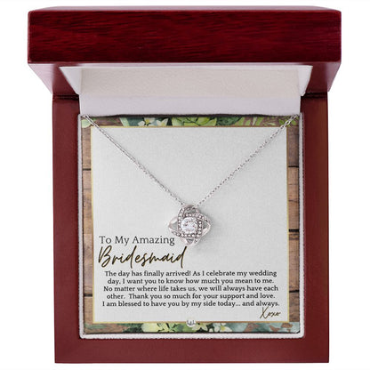 Bridesmaid Gift - On My Wedding Day From Bride - Wedding Party Thank You Jewelry Accessories , Rustic and Wood Wedding Theme - Liliana and Liam