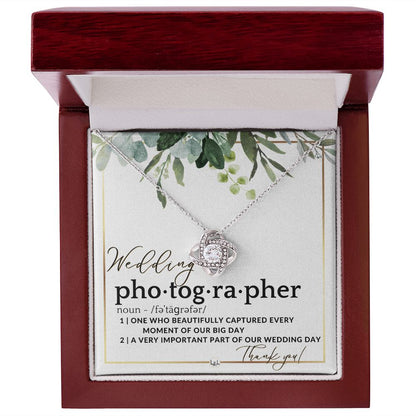 Wedding Photographer Gift - Thank You From Bride & Groom - Gratitude Gift, Token of Appreciation , White and Green, Eucalyptus Wedding - Liliana and Liam
