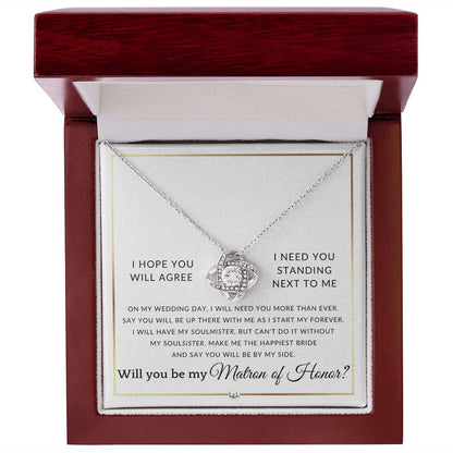 Matron of Honor Proposal - Wedding Party Necklace - Gift From Bride - Say You Will Be By My Side - Elegant White and Gold Wedding Theme - Liliana and Liam