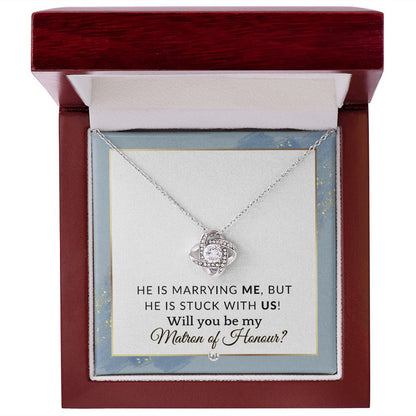 Matron of Honour Proposal Gift - Be My MOH Gift From Bride - Wedding Party - Stuck With Us , Dusty Blue And Gold Wedding Theme - Liliana and Liam
