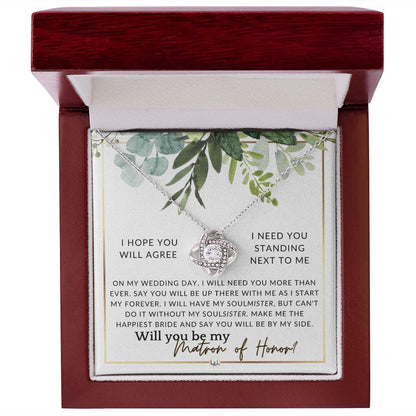 Matron of Honor Proposal Gift - Be My MOH Gift From Bride - By My Side - Wedding Party Accessory , White and Green, Eucalyptus Wedding - Liliana and Liam