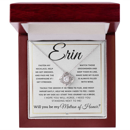 Matron of Honor Proposal - Wedding Party Necklace - Gift From Bride - Need You By My Side - Custom Name - Elegant White and Gold Wedding Theme
