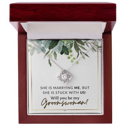 Groomswoman Proposal - Gift From Groom - Will You Be My Groomswoman - Wedding Party Accessories , White and Green, Eucalyptus Wedding - Liliana and Liam