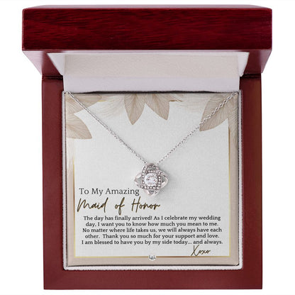 Maid of Honor Gift - MOH On My Wedding Day - Great Wedding Party Thank You Gift From The Bride , Pink Floral and Boho Wedding Theme - Liliana and Liam