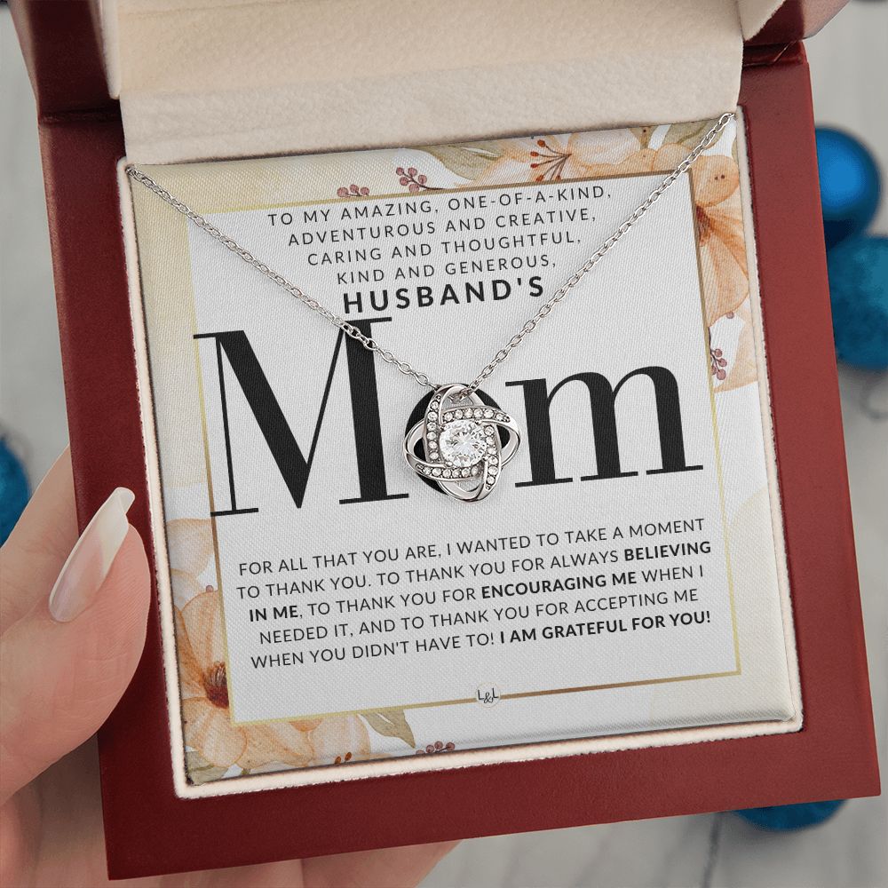 Husband's Mom Necklace - Great For Mother's Day, Christmas, Her Birthday, Or As An Encouragement Gift