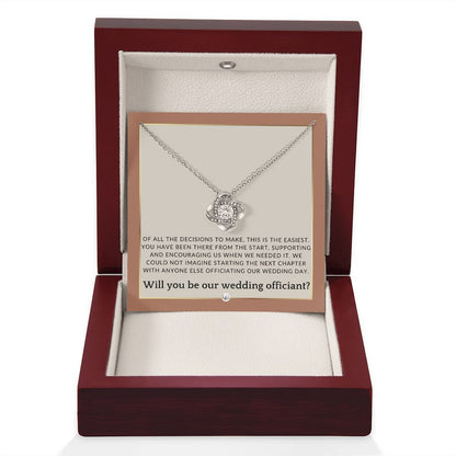 Wedding Officiant Proposal - Female Wedding Officiant, Pastor, Celebrants - Of All The Decisions , Terracotta, Rust And Gold Wedding Theme - Liliana and Liam
