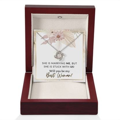 Best Woman Proposal - Gift From Groom - Will You Be My Best Woman - Wedding Party Accessories , Pink Floral and Boho Wedding Theme - Liliana and Liam