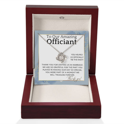 Officiant Gift - Thank You Gift For Wedding Officiant or Pastor - Gratitude and Appreciation , Dusty Blue And Gold Wedding Theme - Liliana and Liam