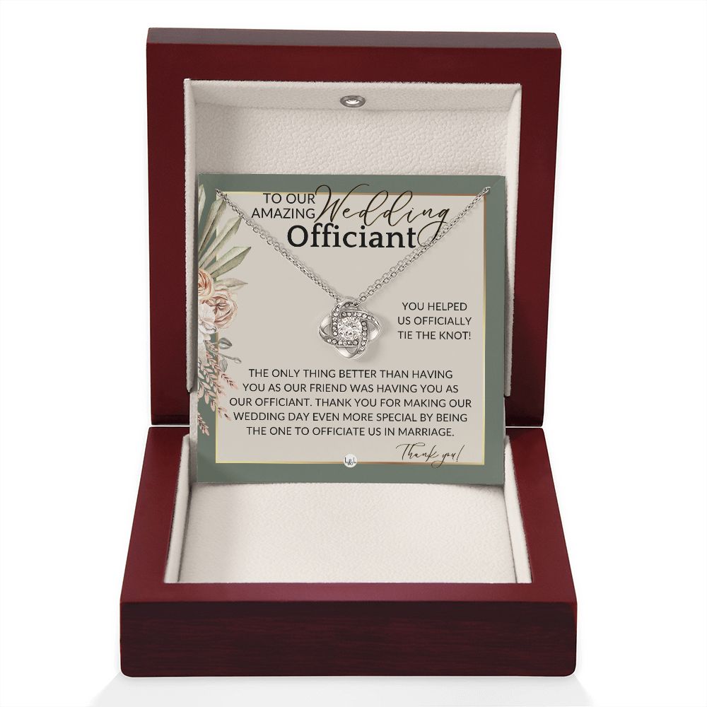 Officiant Gift - Thank You Thank You For Marrying Us - Female Wedding Officiant or Pastor Gift , Sage Green & Boho Wedding Theme
