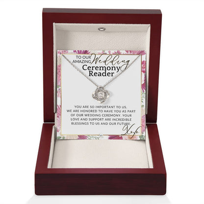 Wedding Ceremony Reader - Great Thank You Gift From Bride and Groom - Gratitude & Appreciation , Pink Floral and Boho Wedding Theme - Liliana and Liam