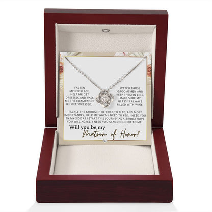 Matron of Honor Proposal Gift - Unique Be My MOH Gift From Bride - I Need You - Wedding Party , Pink Floral and Boho Wedding Theme - Liliana and Liam
