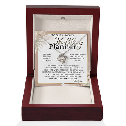Wedding Event Planner Gift - Thank You From The Couple - Gratitude Gift, Token of Appreciation , Pink Floral and Boho Wedding Theme - Liliana and Liam