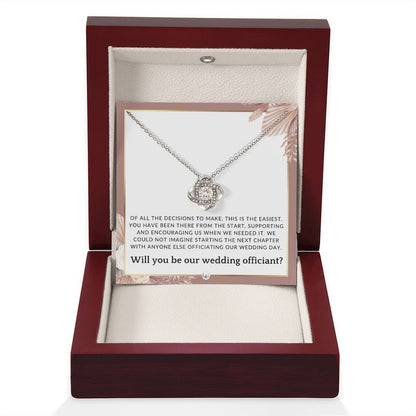 Wedding Officiant Proposal - Female Wedding Officiant, Pastor, Celebrants - Of All The Decisions , Pink Floral and Boho Wedding Theme - Liliana and Liam