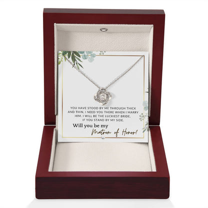 Matron of Honour Proposal Gift - Unique Be My MOH Gift From Bride - Through Thick and Thin , White and Green, Eucalyptus Wedding - Liliana and Liam