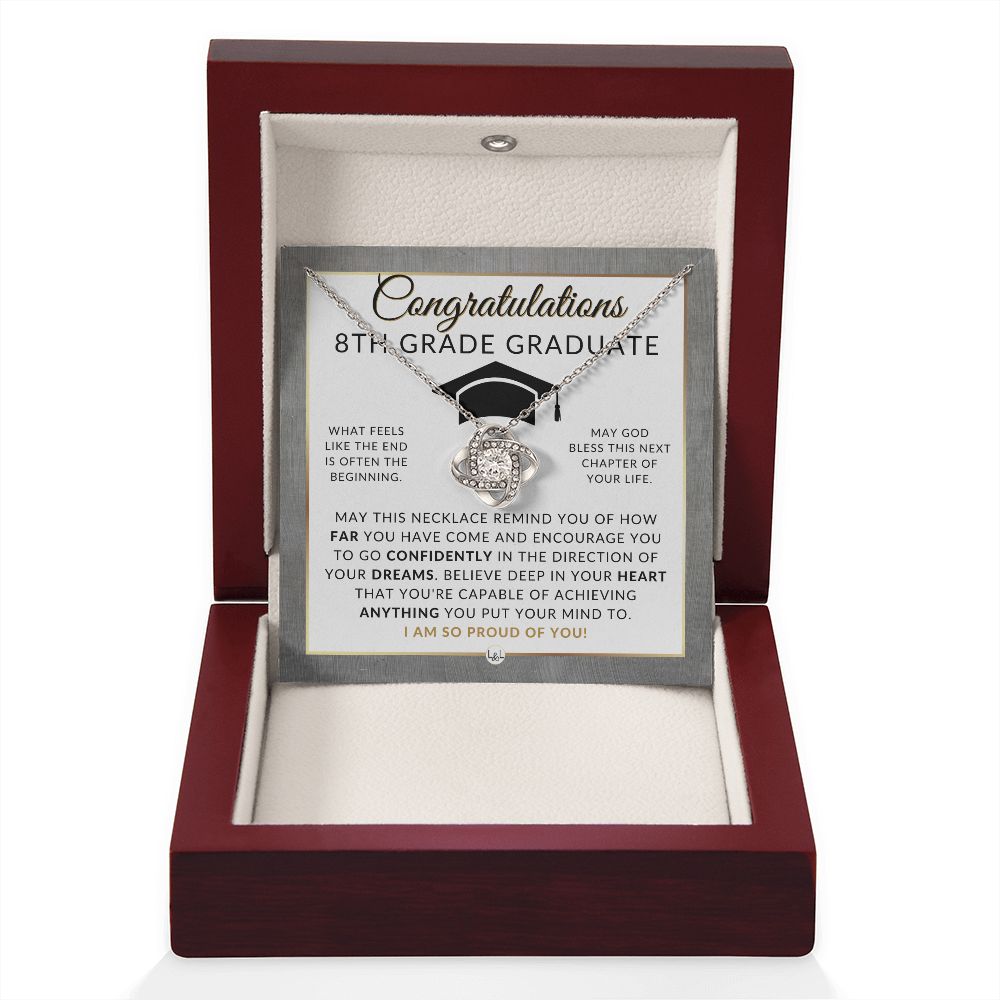 Celebrate Her 8th Grade Graduation with Our Graduation Necklace - Middle School Graduation Gifts For 8th Grade Girl - 2024 Graduation Gift Idea For Her