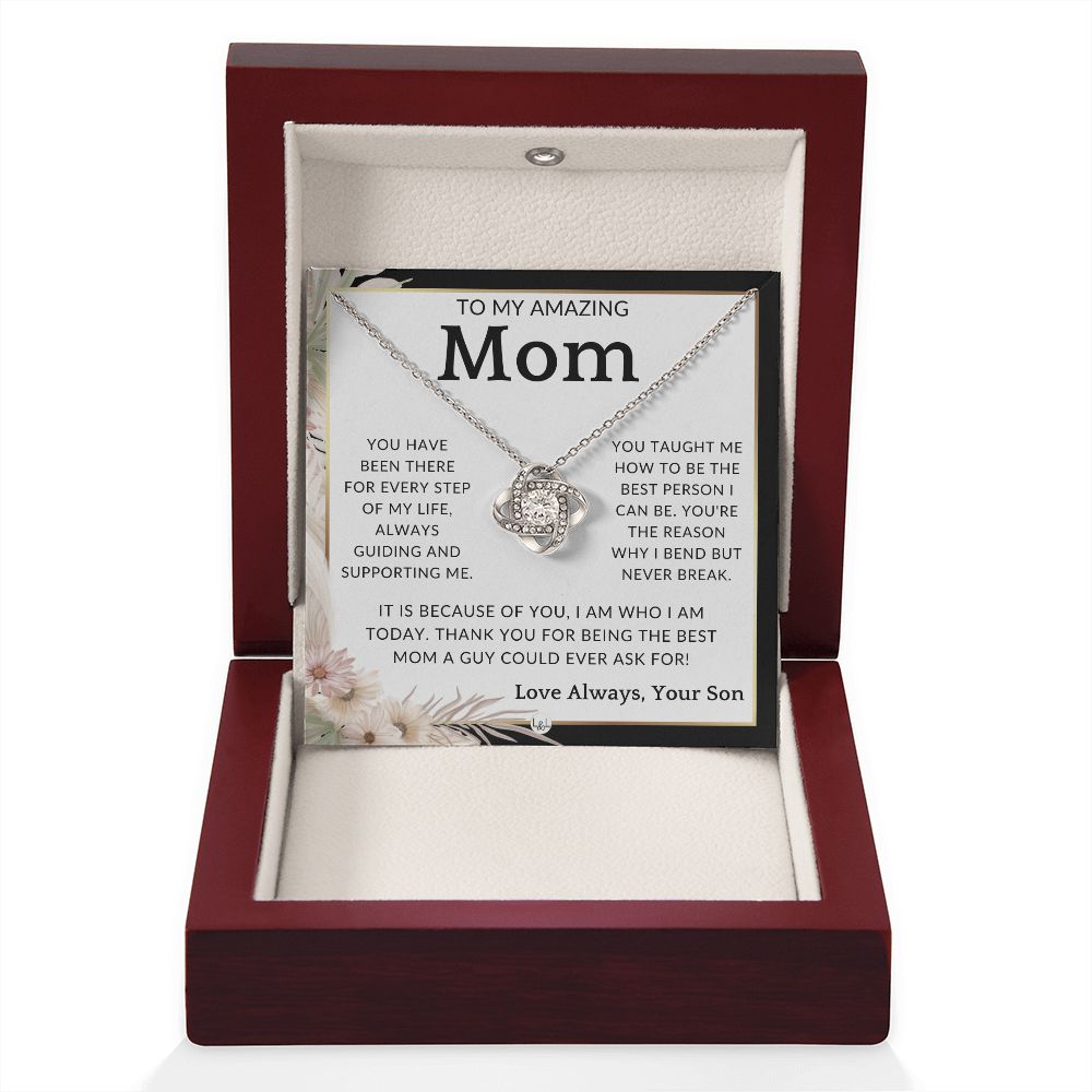 Gift for Mom, From Son - Every Step - To Mother, From Son - Beautiful Women's Pendant Necklace - Great For Mother's Day, Christmas, or Her Birthday