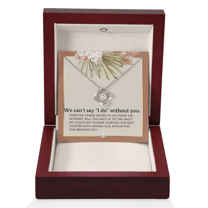 Wedding Officiant Proposal - From The Power Vested In You From The Internet - Female Officiant , Terracotta, Rust And Gold Wedding Theme - Liliana and Liam