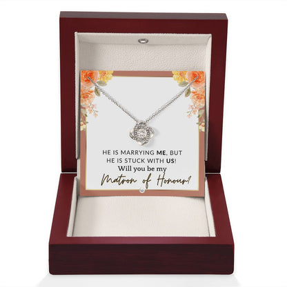 Matron of Honour Proposal Gift - Be My MOH Gift From Bride - Wedding Party - Stuck With Us , Pink Floral and Boho Wedding Theme - Liliana and Liam