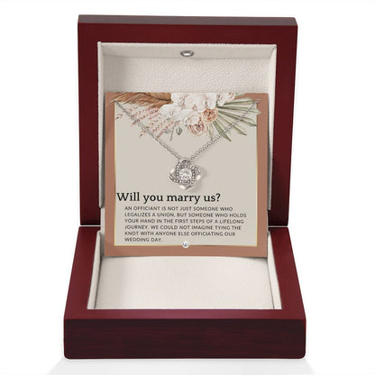 Wedding Officiant Proposal - Female Wedding Officiant, Pastor, Celebrants - Will You Marry Us , Terracotta, Rust And Gold Wedding Theme - Liliana and Liam